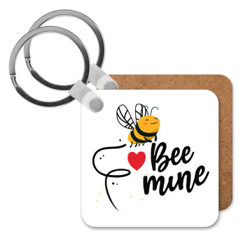 Bee mine!!!, Μπρελόκ Ξύλινο τετράγωνο MDF