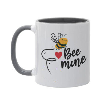 Bee mine!!!, Κούπα χρωματιστή γκρι, κεραμική, 330ml