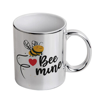 Bee mine!!!, Mug ceramic, silver mirror, 330ml