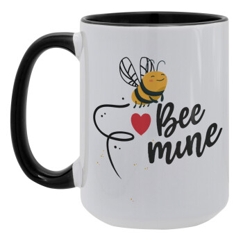 Bee mine!!!, Κούπα Mega 15oz, κεραμική Μαύρη, 450ml