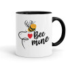 Bee mine!!!, Κούπα χρωματιστή μαύρη, κεραμική, 330ml