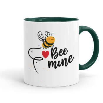 Bee mine!!!, Κούπα χρωματιστή πράσινη, κεραμική, 330ml