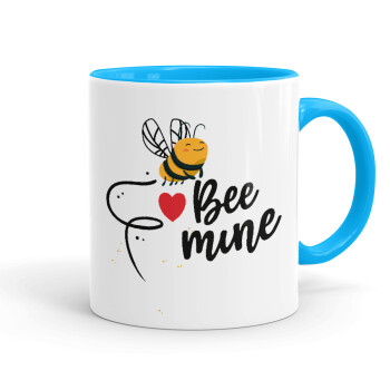 Bee mine!!!, Κούπα χρωματιστή γαλάζια, κεραμική, 330ml