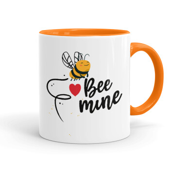 Bee mine!!!, Κούπα χρωματιστή πορτοκαλί, κεραμική, 330ml