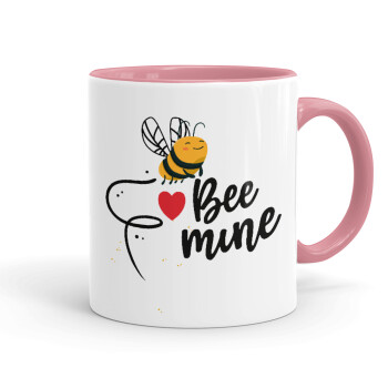 Bee mine!!!, Κούπα χρωματιστή ροζ, κεραμική, 330ml