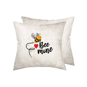 Bee mine!!!, Μαξιλάρι καναπέ Δερματίνη Γκρι 40x40cm με γέμισμα