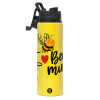 Metallic water bottle with safety lid, 850ml aluminum