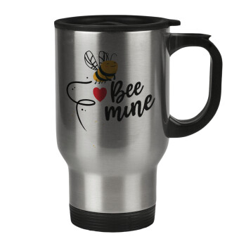 Bee mine!!!, Stainless steel travel mug with lid, double wall 450ml