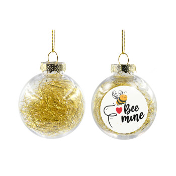 Bee mine!!!, Χριστουγεννιάτικη μπάλα δένδρου διάφανη με χρυσό γέμισμα 8cm