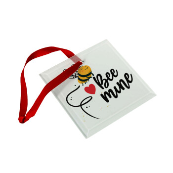Bee mine!!!, Στολίδι Χριστουγεννιάτικο στολίδι γυάλινο τετράγωνο 9x9cm