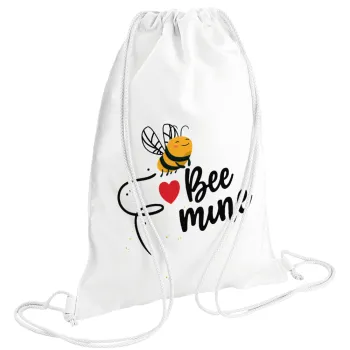 Bee mine!!!, Backpack pouch GYMBAG white (28x40cm)