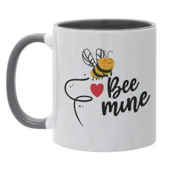 Bee mine!!!, Κούπα χρωματιστή γκρι, κεραμική, 330ml
