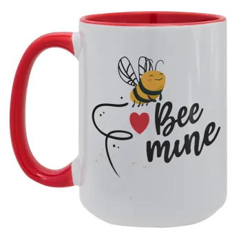 Bee mine!!!, Κούπα Mega 15oz, κεραμική Κόκκινη, 450ml
