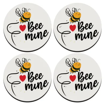 Bee mine!!!, ΣΕΤ 4 Σουβέρ ξύλινα στρογγυλά (9cm)