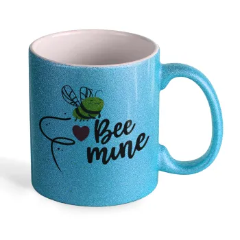Bee mine!!!, Κούπα Σιέλ Glitter που γυαλίζει, κεραμική, 330ml