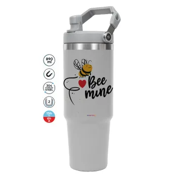 Bee mine!!!, GREY color, 890ml (30oz) stainless Steel Tumbler with Handle