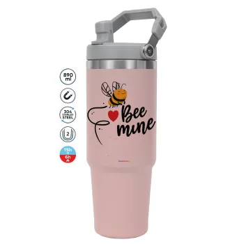Bee mine!!!, Pink color, 890ml (30oz) stainless Steel Tumbler with Handle
