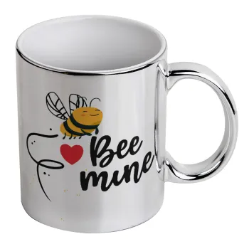 Bee mine!!!, Mug ceramic, silver mirror, 330ml
