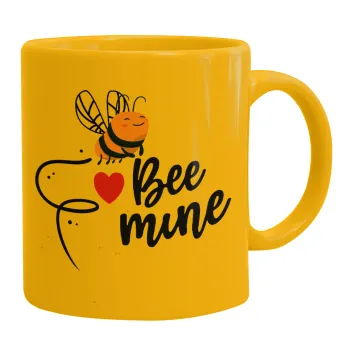 Bee mine!!!, Κούπα, κεραμική κίτρινη, 330ml