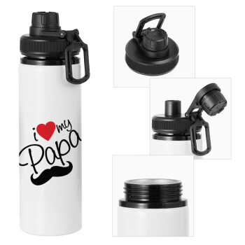 I Love my papa, Metal water bottle with safety cap, aluminum 850ml