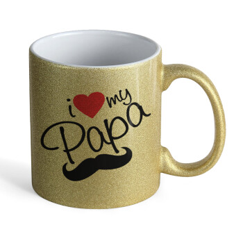 I Love my papa, Κούπα Χρυσή Glitter που γυαλίζει, κεραμική, 330ml
