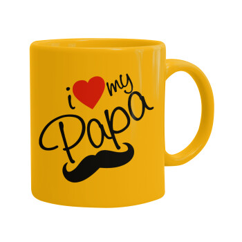 I Love my papa, Ceramic coffee mug yellow, 330ml