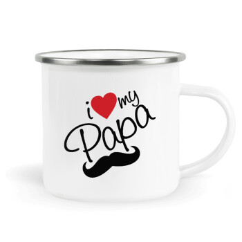 I Love my papa, Metallic enamel cup white 360ml
