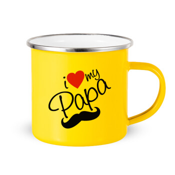 I Love my papa, Yellow Enamel Metallic Cup 360ml