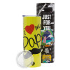 Neon Yellow Travel Tumbler θερμό, μεταλλικό καλαμάκι(Ανωξείδωτο 304 Food grade, BPA free, 600ml)