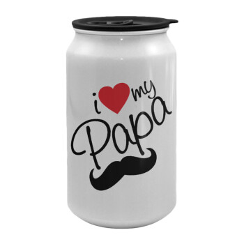 I Love my papa, Κούπα ταξιδιού μεταλλική με καπάκι (tin-can) 500ml