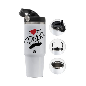 I Love my papa, 30oz stainless Steel Tumbler with Handle