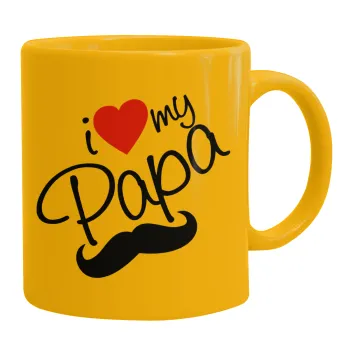I Love my papa, Κούπα, κεραμική κίτρινη, 330ml