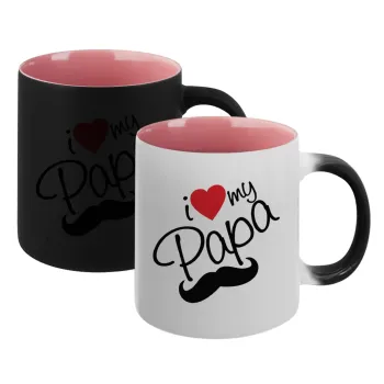 I Love my papa, Κούπα Μαγική εσωτερικό ΡΟΖ, κεραμική 330ml που αλλάζει χρώμα με το ζεστό ρόφημα