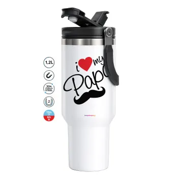 I Love my papa, Mega Stainless steel Tumbler with lid, double wall 1,2L