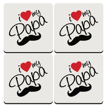 I Love my papa, ΣΕΤ 4 Σουβέρ ξύλινα τετράγωνα (9cm)