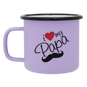 I Love my papa, Κούπα Μεταλλική εμαγιέ ΜΑΤ Light Pastel Purple 360ml