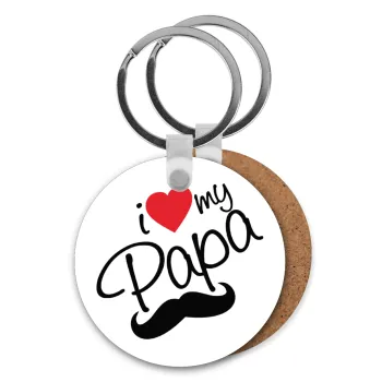 I Love my papa, Μπρελόκ Ξύλινο στρογγυλό MDF Φ5cm