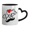Mug heart black handle, ceramic, 330ml