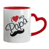 Mug heart red handle, ceramic, 330ml