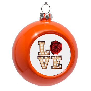 Love lights and roses, Orange Christmas tree ornament bauble 8cm