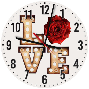 Love lights and roses, Ρολόι τοίχου ξύλινο (30cm)