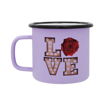 Love lights and roses, Κούπα Μεταλλική εμαγιέ ΜΑΤ Light Pastel Purple 360ml