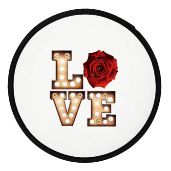Love lights and roses, Βεντάλια υφασμάτινη αναδιπλούμενη με θήκη (20cm)