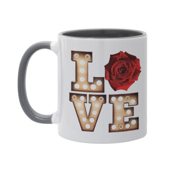 Love lights and roses, Mug colored grey, ceramic, 330ml