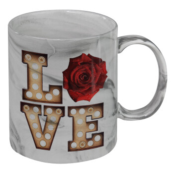 Love lights and roses, Mug ceramic marble style, 330ml