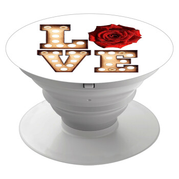 Love lights and roses, Phone Holders Stand  White Hand-held Mobile Phone Holder