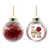 Transparent Christmas tree ball ornament with red filling 8cm