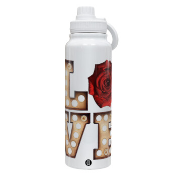 Love lights and roses, 1L Stainless Steel Thermal Bottle with Phone Holder & Double Wall Insulation