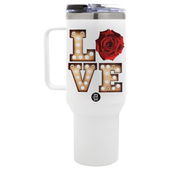 Love lights and roses, Mega Stainless steel Tumbler with lid, double wall 1,2L