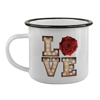 Love lights and roses, Κούπα εμαγιέ με μαύρο χείλος 360ml
